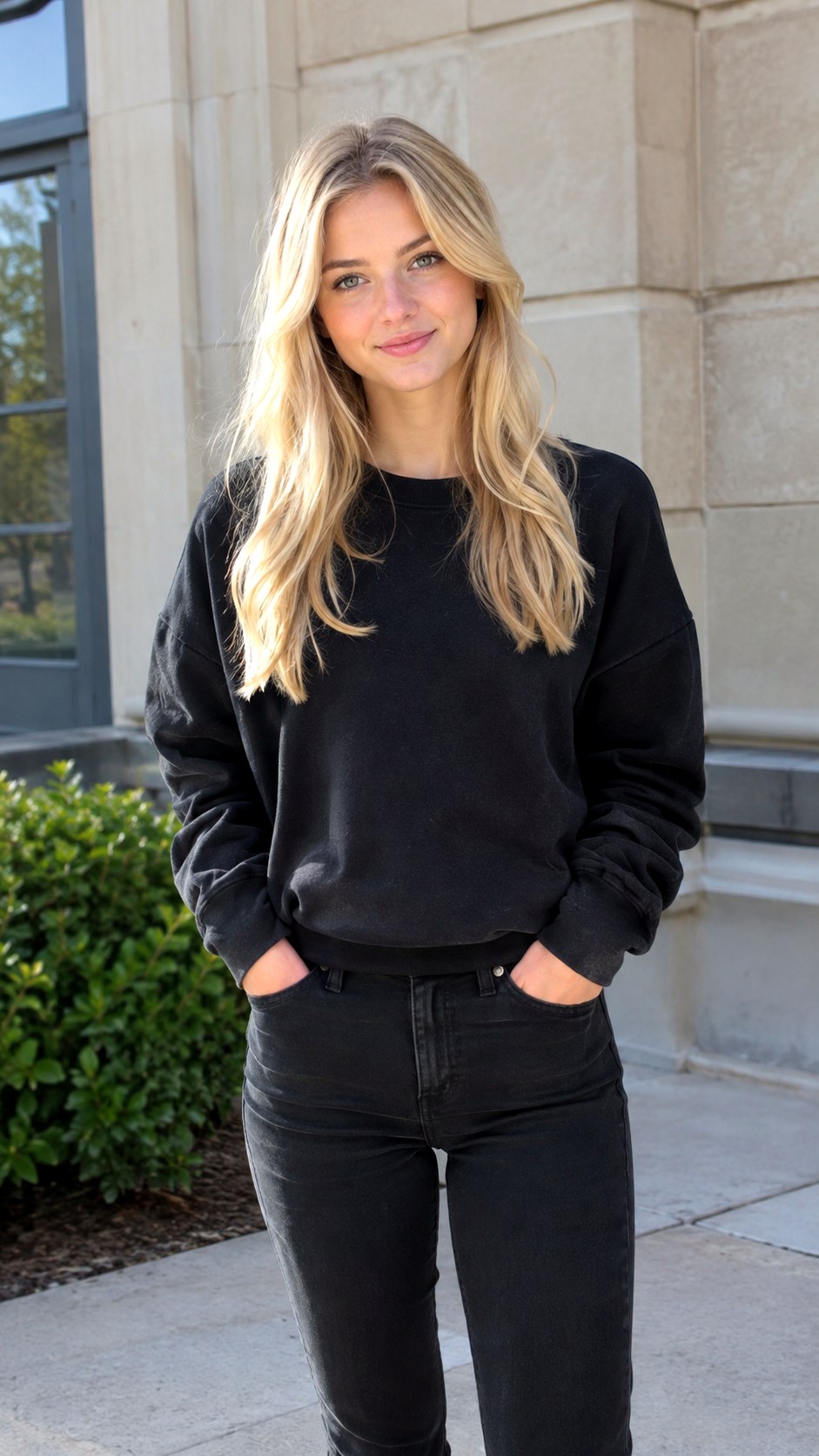 Monochromatic Black Jeans And Sweatshirt Combo - 21 jeans and sweatshirt outfit ideas