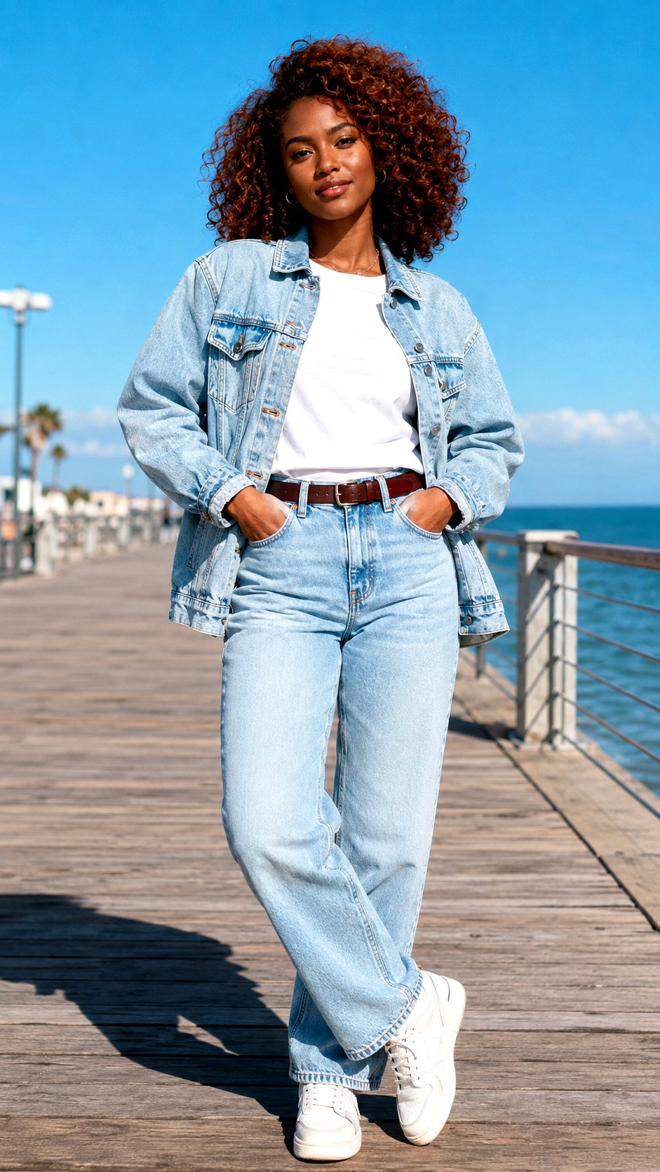 Monochromatic Denim with Light Denim Jeans - 21 Light Denim Jeans Outfit Ideas