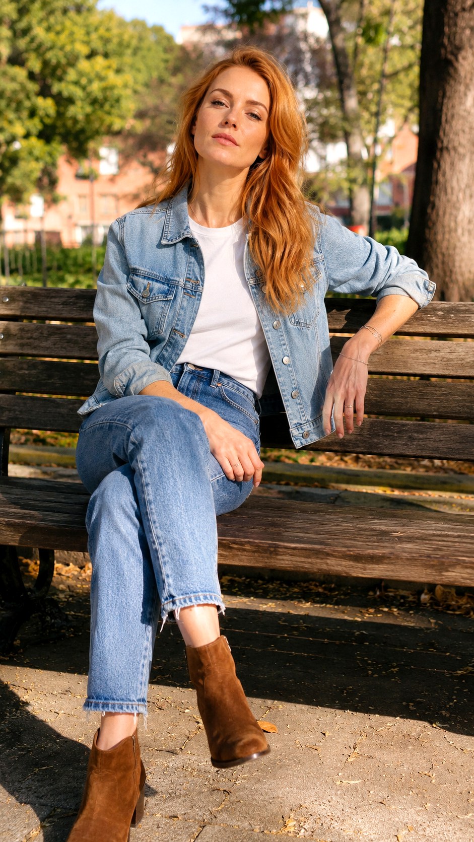 Monochromatic Denim with Vintage Wash Jeans - 23 Vintage Wash Jeans outfit Ideas