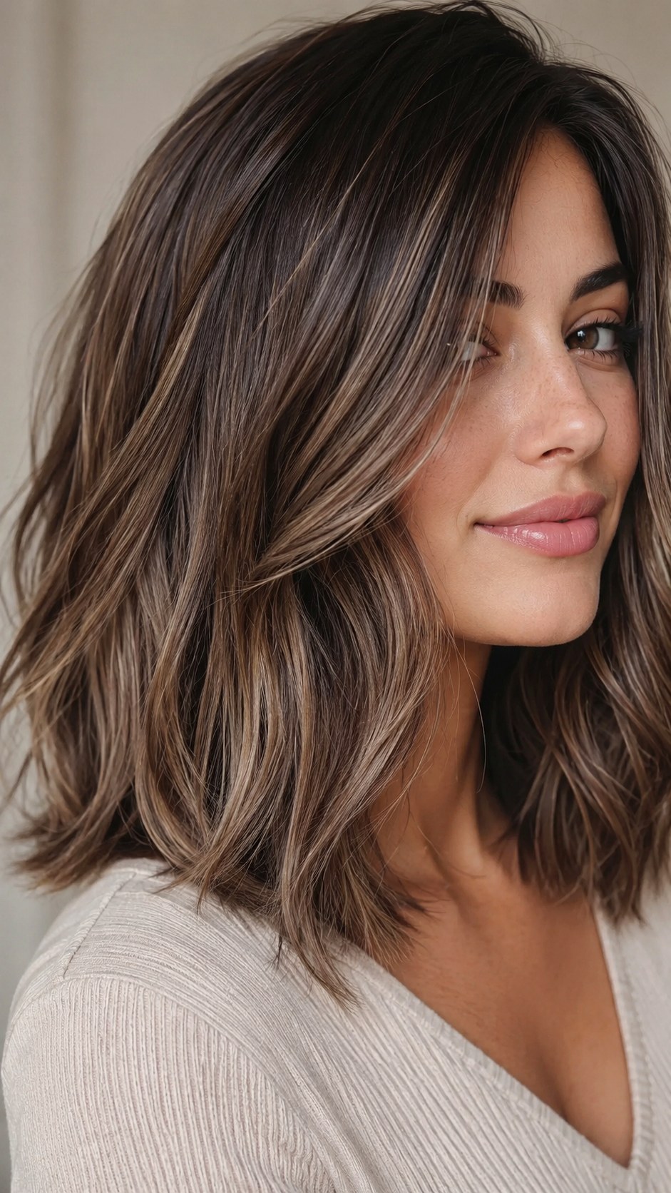 Mushroom Brown Babylights on Wedge Cut - 24 short hair highlights ideas
