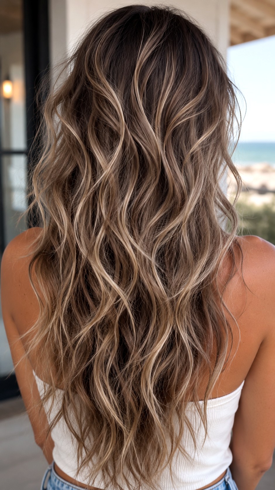 Mushroom Brown Textured Beach Waves - 23 wavy hair highlights ideas