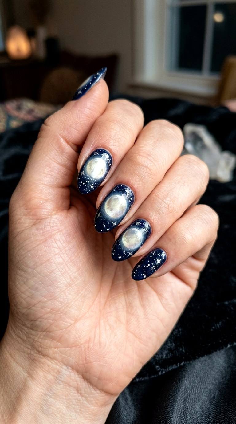 Mystical Full Moon Nails - 25 spooky nail ideas