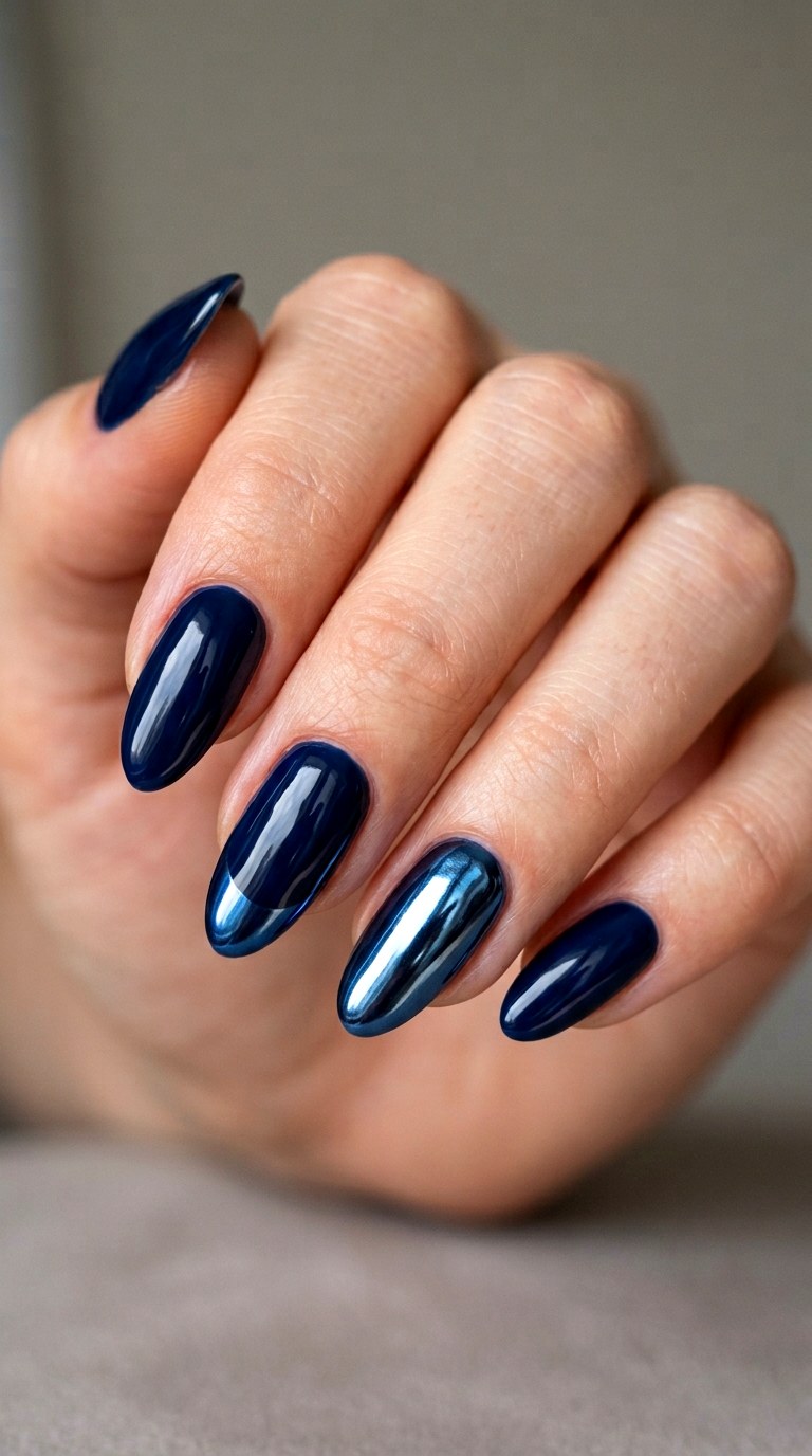 Navy Blue Cat Eye Nails - 22 dark blue nail design ideas