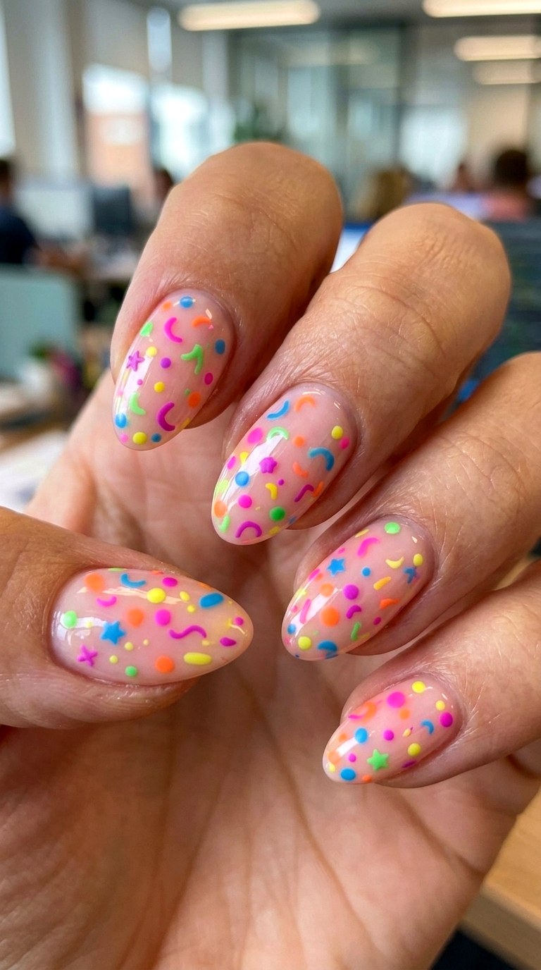 Neon Confetti Nails - 25 cute summer nail ideas