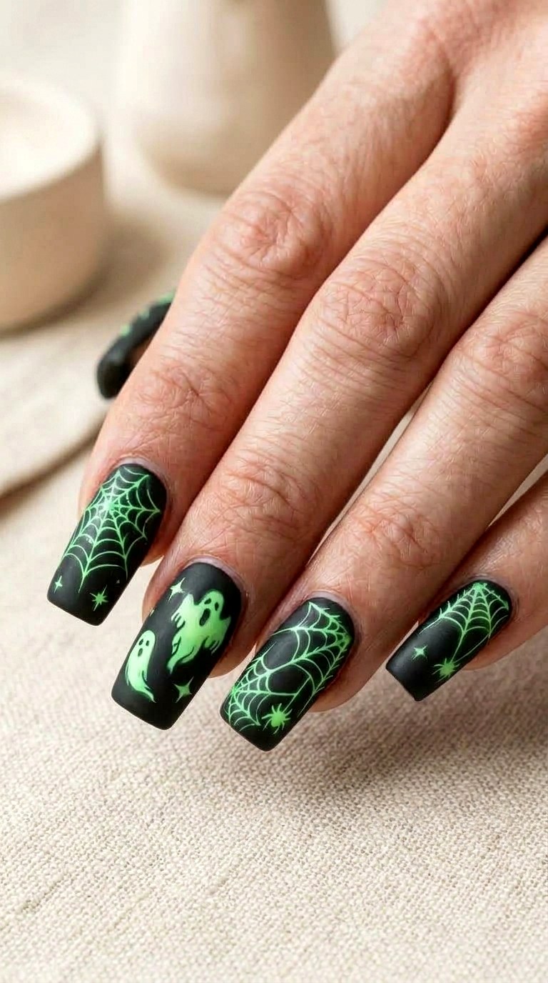 Neon Glow in the Dark Nails - 24 halloween nail ideas