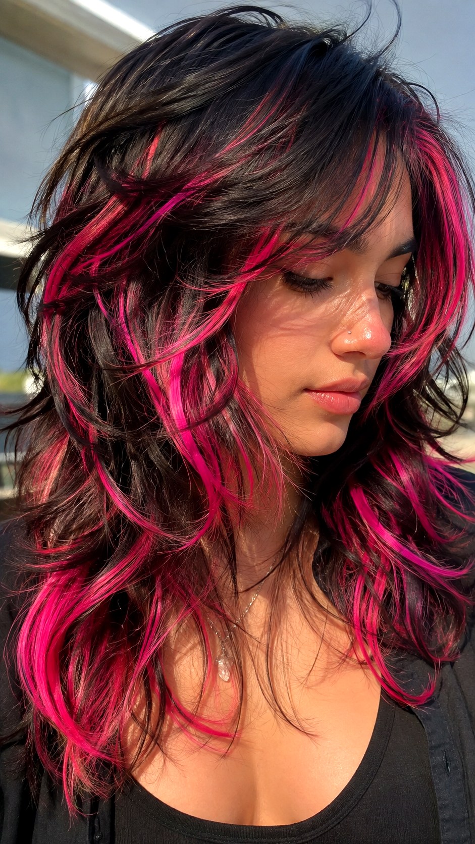 Neon Hot Pink Ribbon Highlights - 25 hot pink hair color highlights ideas
