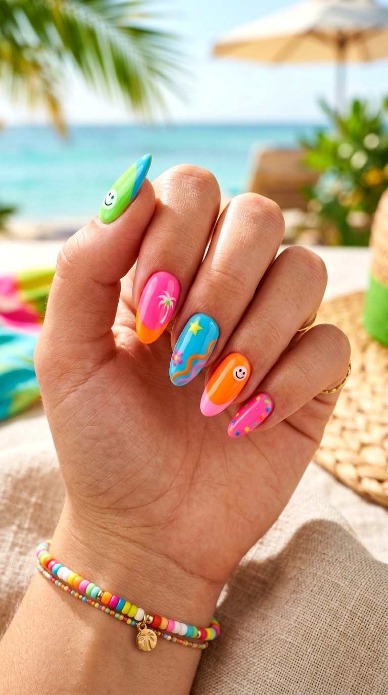 Neon Summer Nails - 23 teen nail ideas