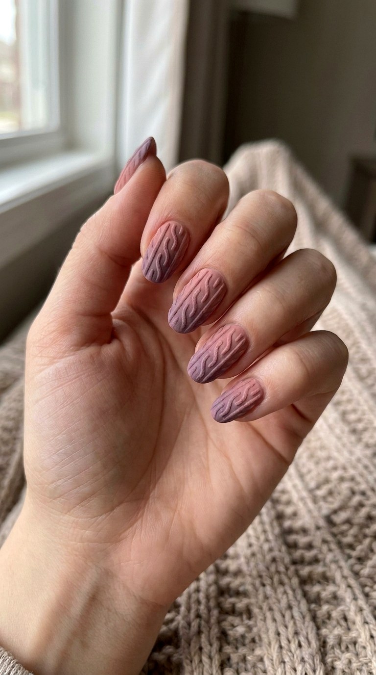 Ombre Fuzzy Gradient Sweater Nails - 24 winter sweater nails nail art design ideas