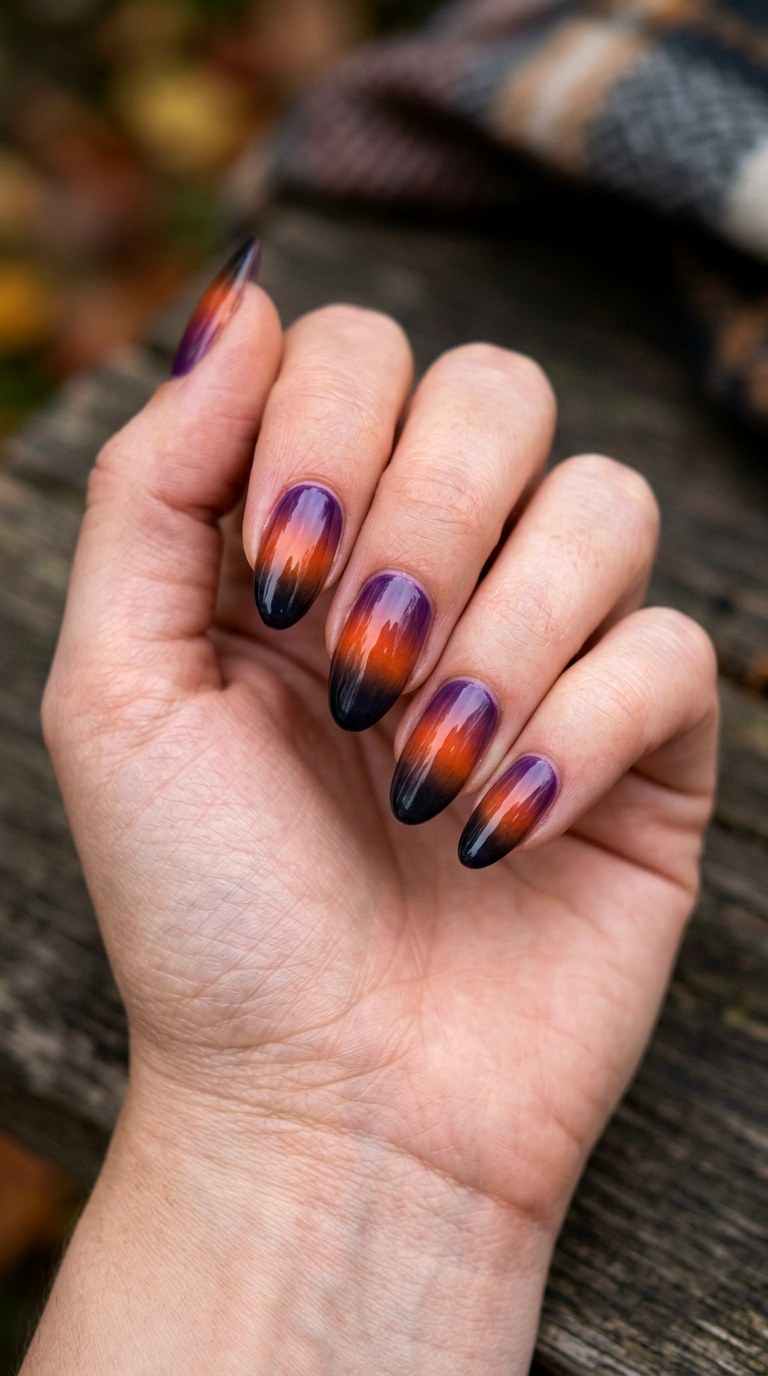 Ombre Sunset Nails - 20 easy halloween nail ideas