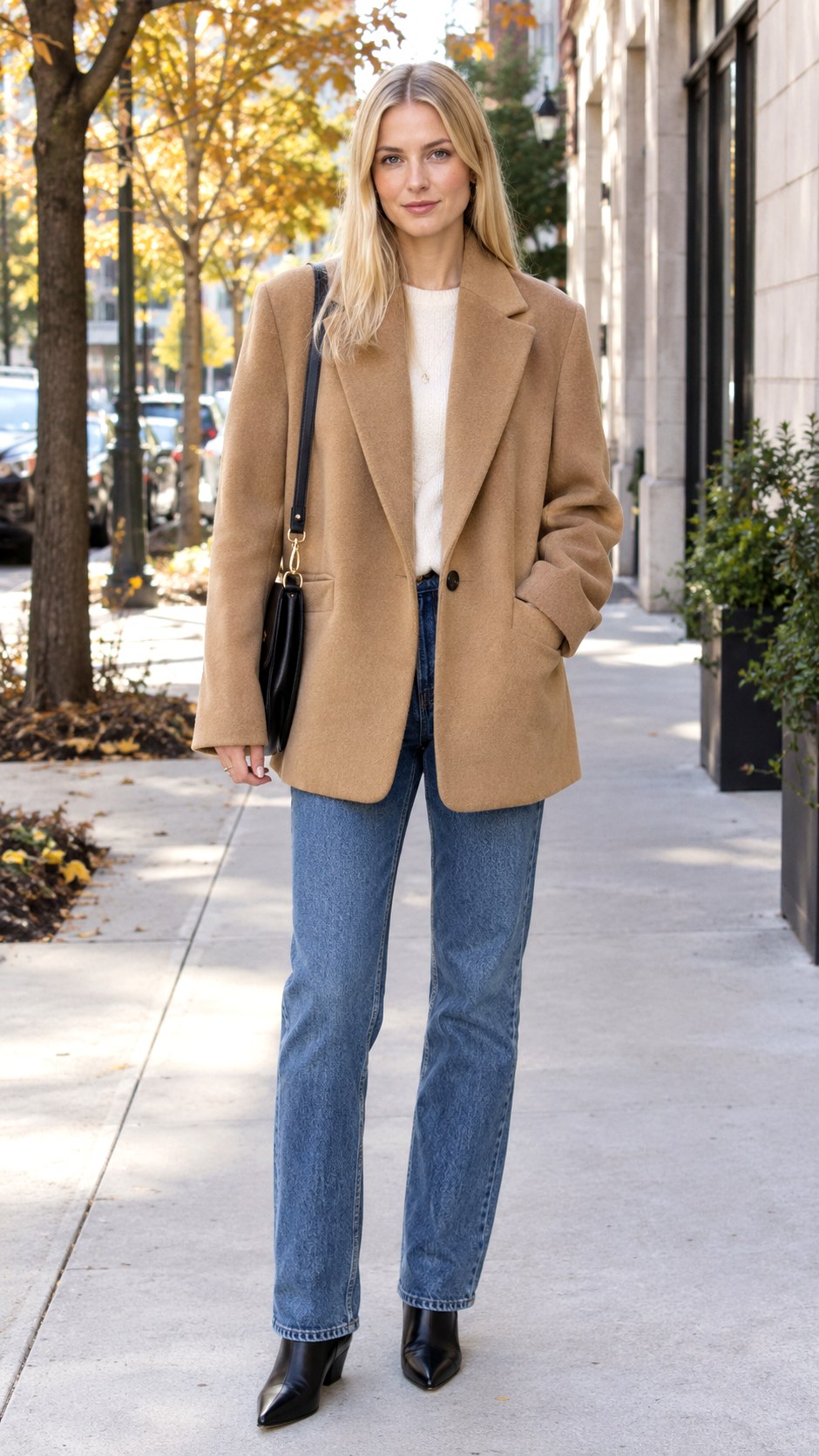 Oversized Blazer and Straight Jeans - 23 fall fashion outfit ideas