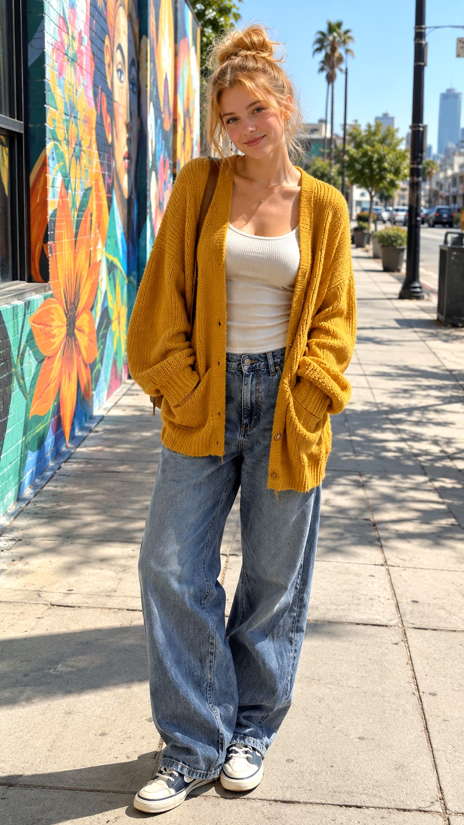 Oversized Cardigan and Baggy Jeans - 25 cardigan and jeans outfit ideas