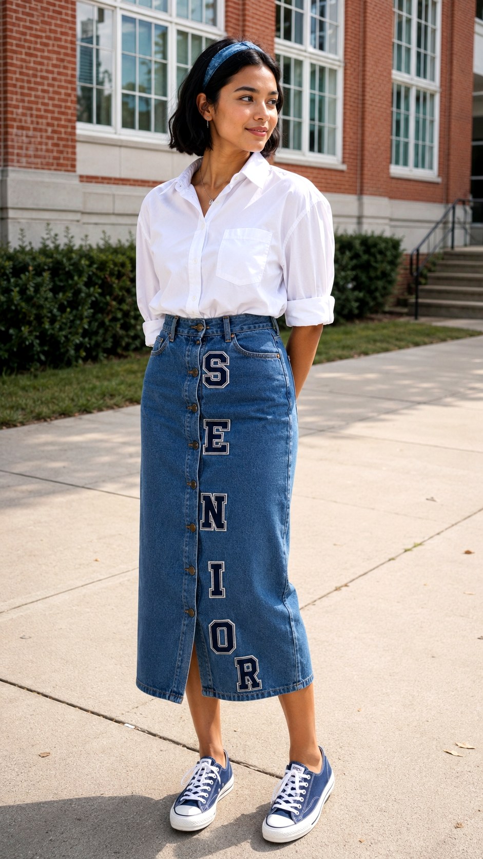 Painted Denim Midi Skirts With Block Typography - 21 block lettering school spirit ideas