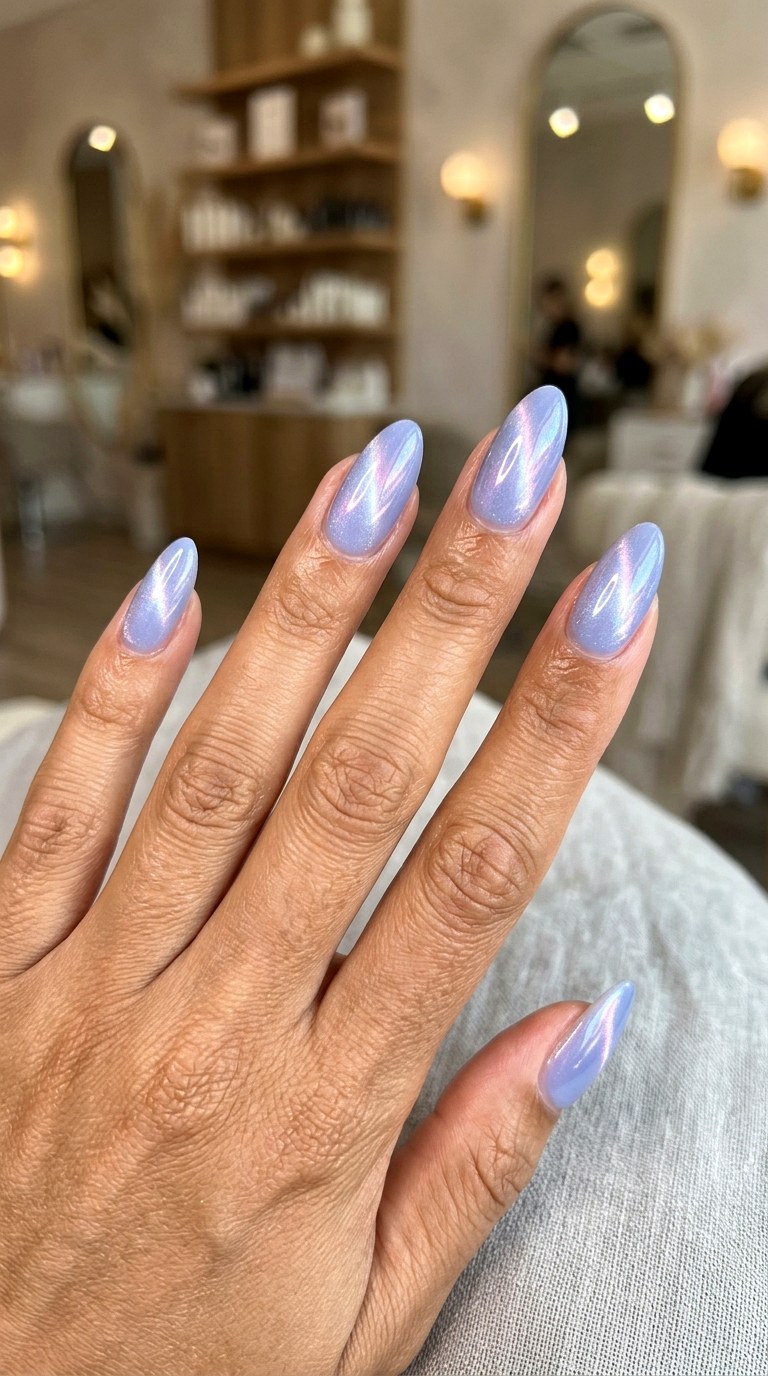 Pastel Blue Lavender Cat Eye - 25 pastel purple blue nail ideas