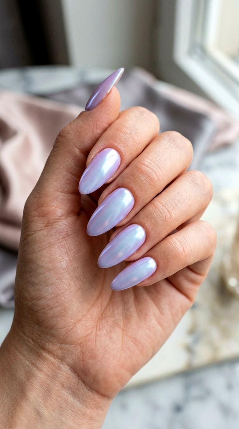Pastel Blue Lavender Chrome - 25 pastel purple blue nail ideas