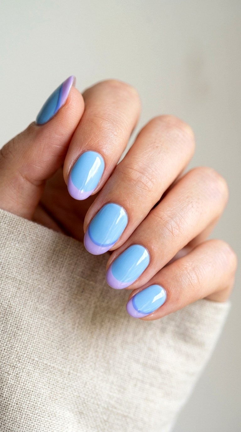 Pastel Blue With Lavender Tips - 25 pastel purple blue nail ideas