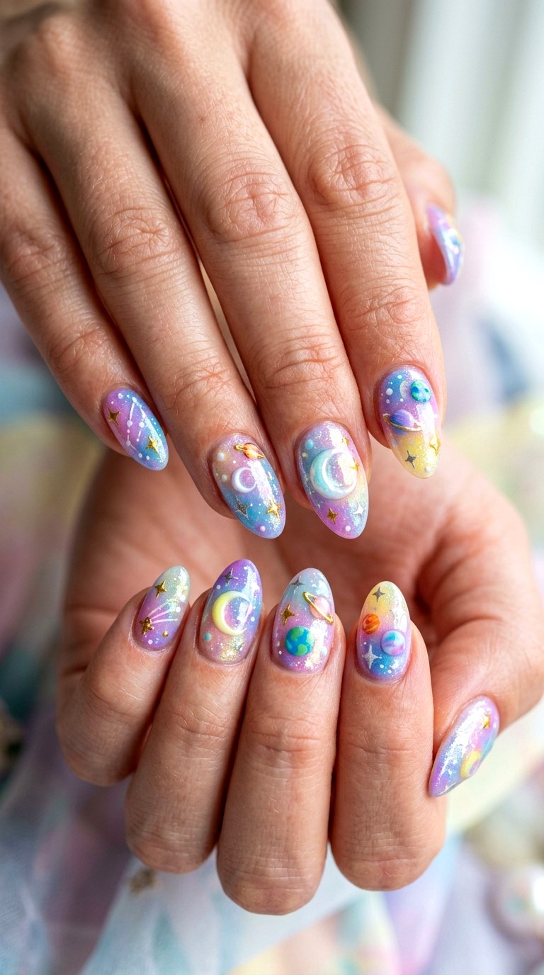 Pastel Celestial Dream Nails - 22 Whimsical pastel nail art ideas