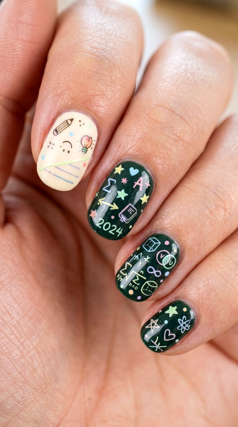 Pastel Chalkboard Nails - 23 cute back to school nail ideas