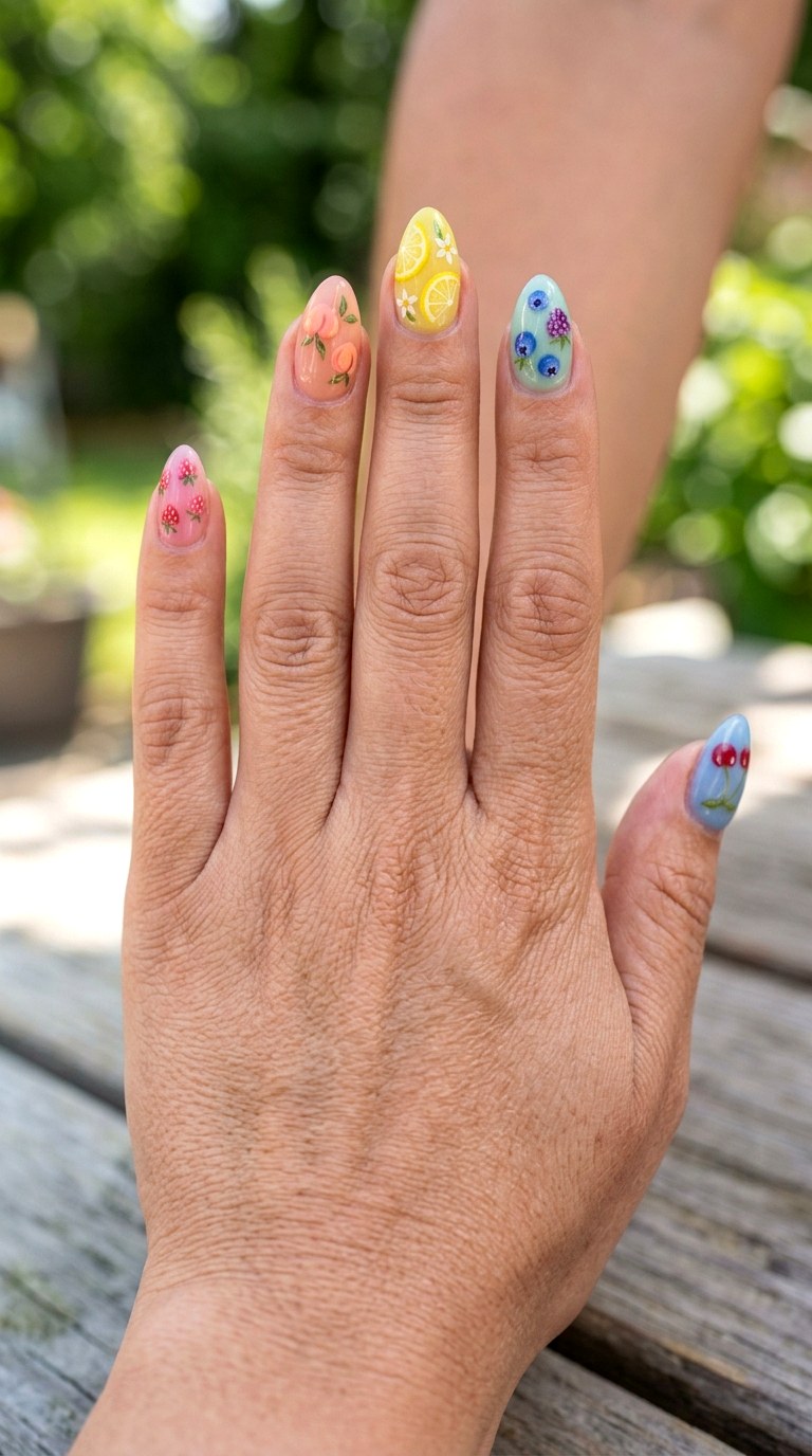Pastel Jelly Fruit Nails - 22 Whimsical pastel nail art ideas