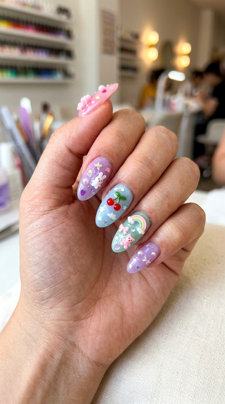 Pastel Jelly Kawaii Nails - 20 Kawaii nail design ideas