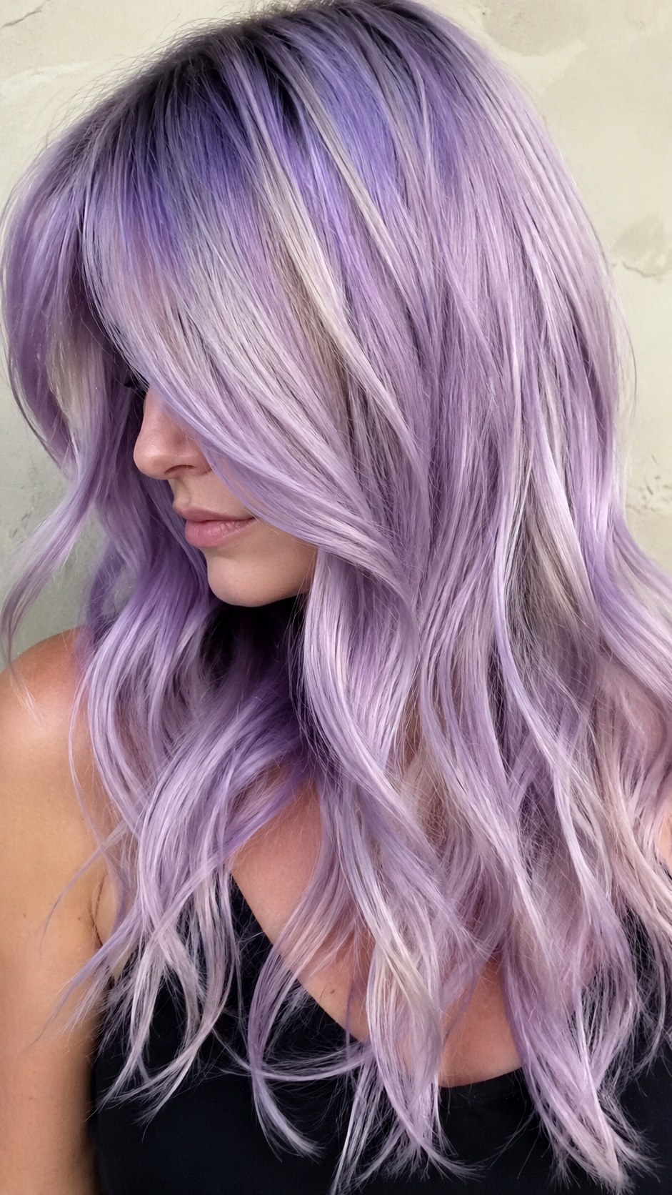 Pastel Lavender Long Layers - 22 vivid hair color ideas