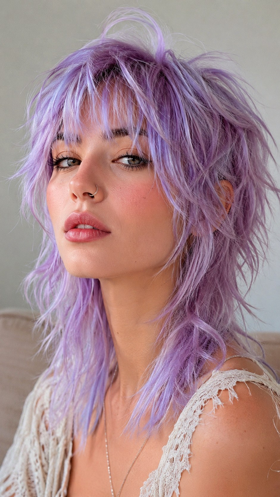 Pastel Orchid Wolf Cut - 24 violet hair color ideas