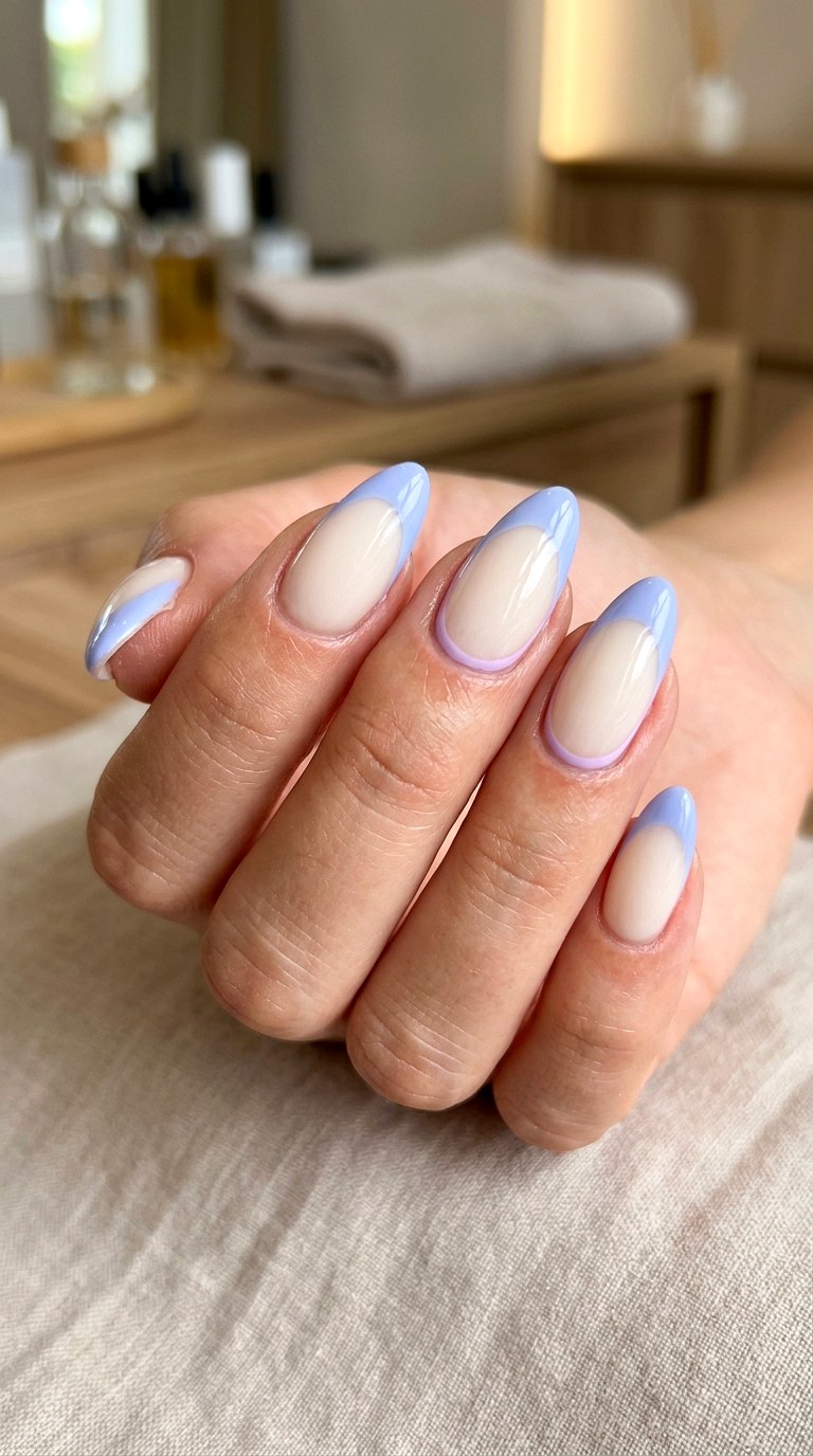 Pastel Periwinkle French Tips - 25 pastel purple blue nail ideas