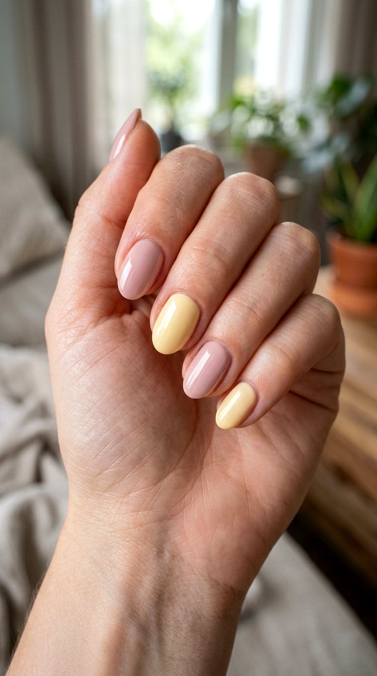 Pastel Pink Butter Yellow Nails - 23 yellow pink Summer nail ideas