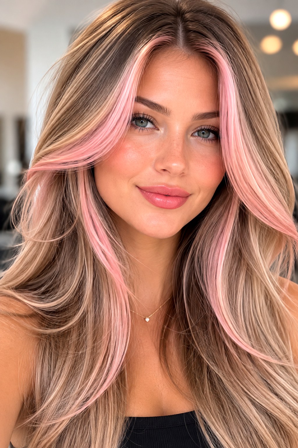 Pastel Pink Money Piece Highlight - 23 hot pink hair color ideas