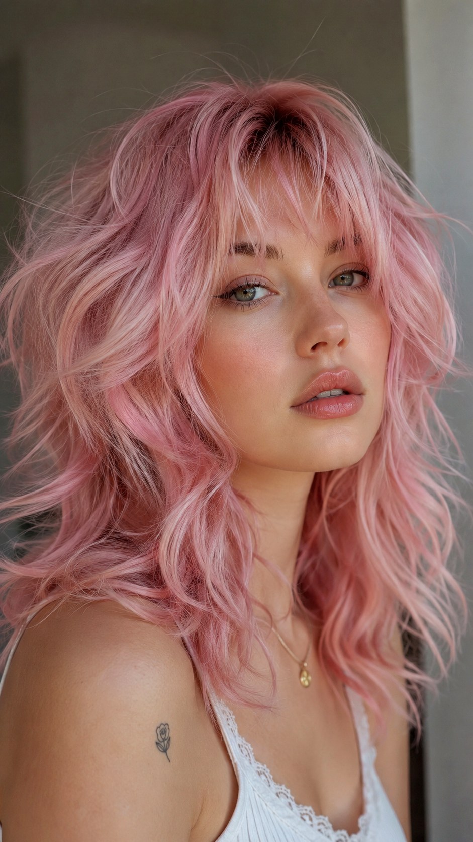 Pastel Pink Wavy Wolf Cut - 23 wavy wolf cut hairstyle ideas
