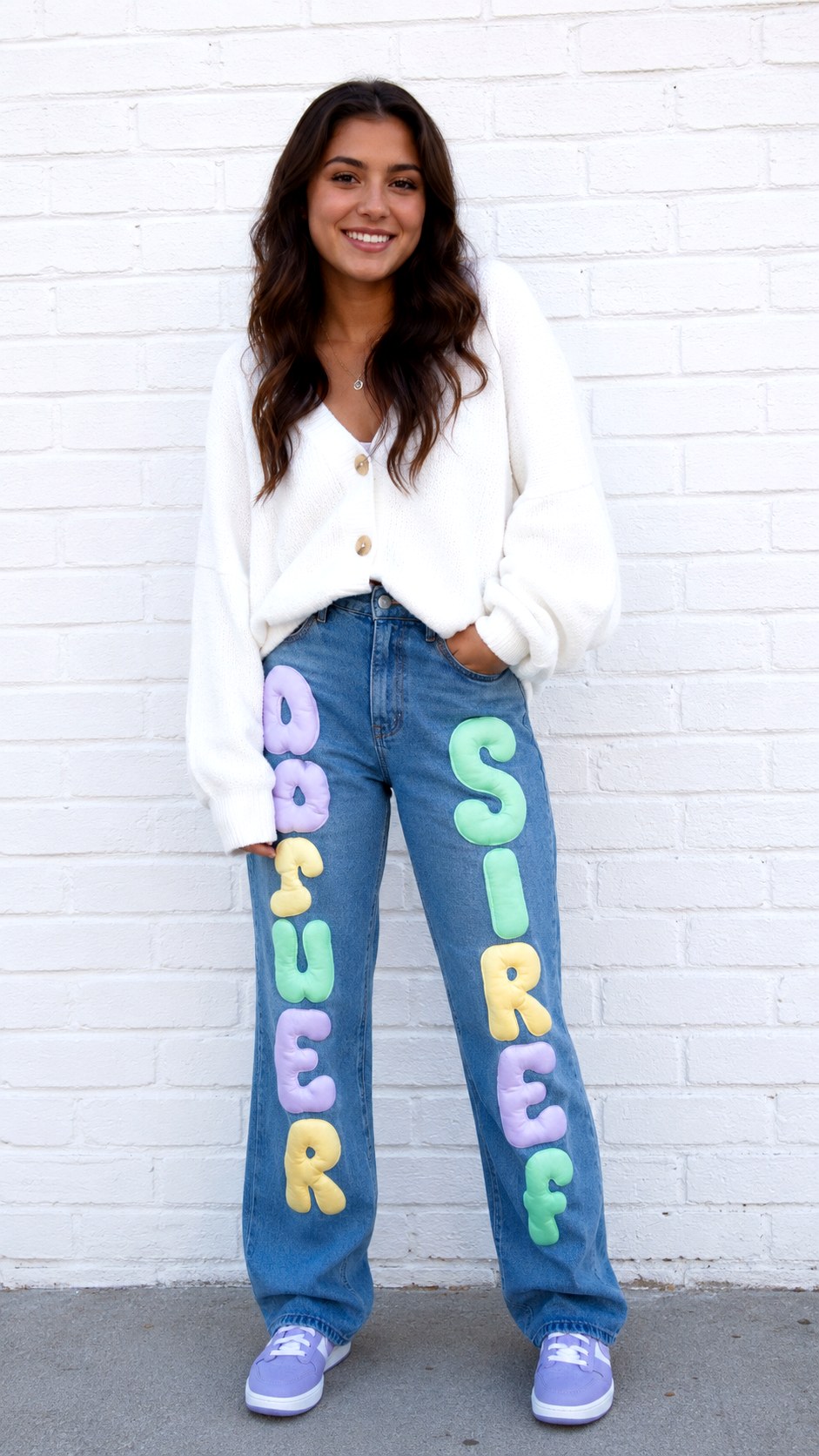 Pastel Positive Affirmations - 20 puffy paint bubble letter jeans ideas
