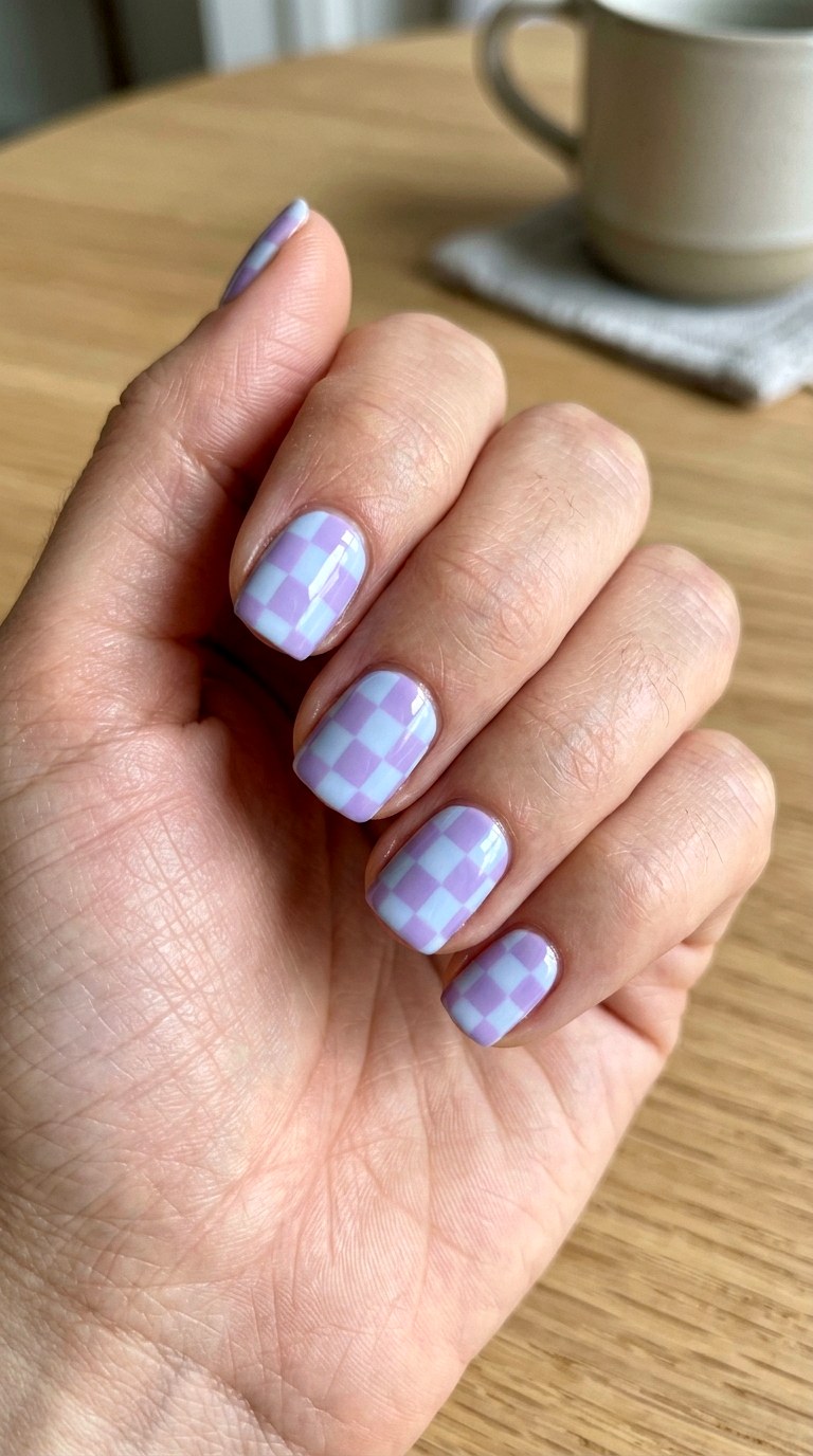 Pastel Purple Blue Checkerboard - 25 pastel purple blue nail ideas