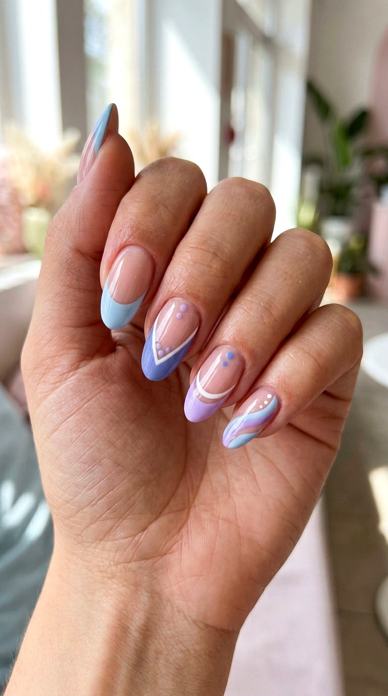 Pastel Purple Blue French Mix - 25 pastel purple blue nail ideas