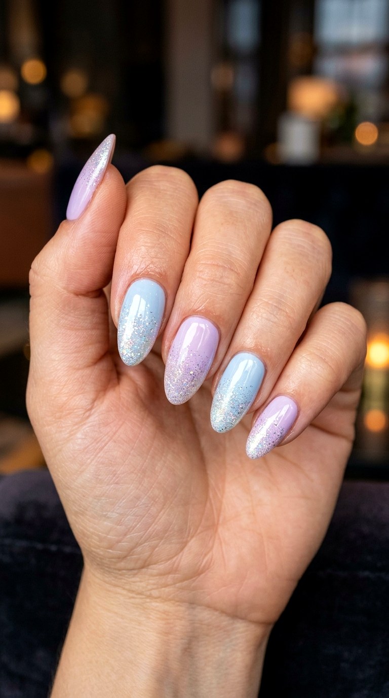 Pastel Purple Blue Glitter - 25 pastel purple blue nail ideas