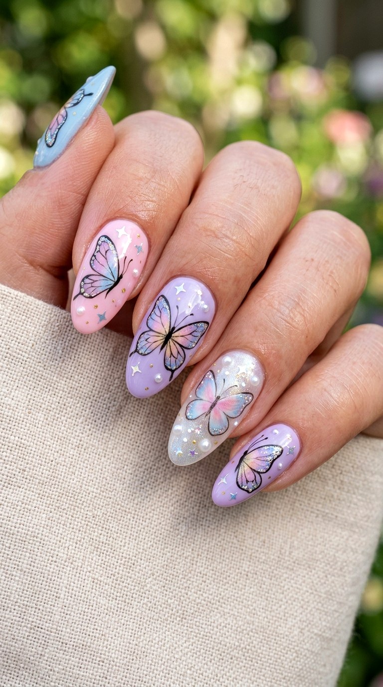 Pastel Star Wishcore Nails - 23 handmade wish core nail ideas