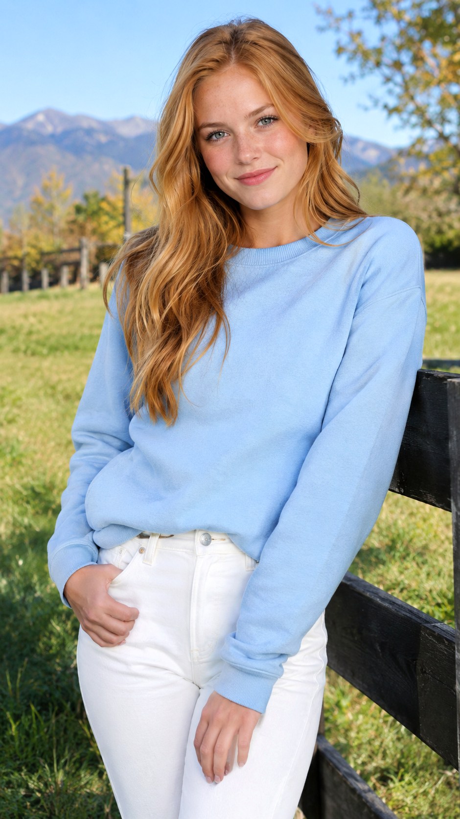 Pastel Sweatshirt With White Denim - 21 jeans and sweatshirt outfit ideas