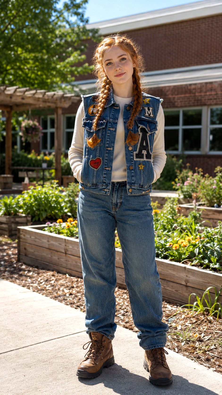 Patched Denim Vests With Spirit Lettering - 21 block lettering school spirit ideas