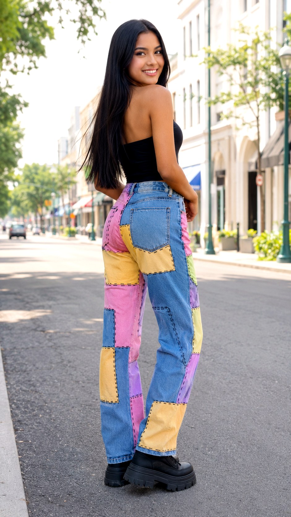 Patchwork Color Block Denim Art - 23 custom hand painted senior jeans ideas