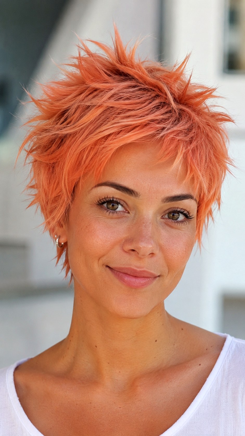 Peachy Coral Spiky Short Layers - 24 spiky hairstyle ideas