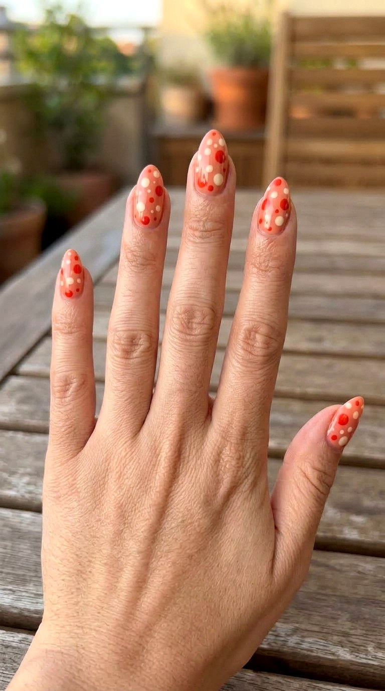 Peachy Riviera Polka Dots - 21 Italian summer polka dot Nail ideas