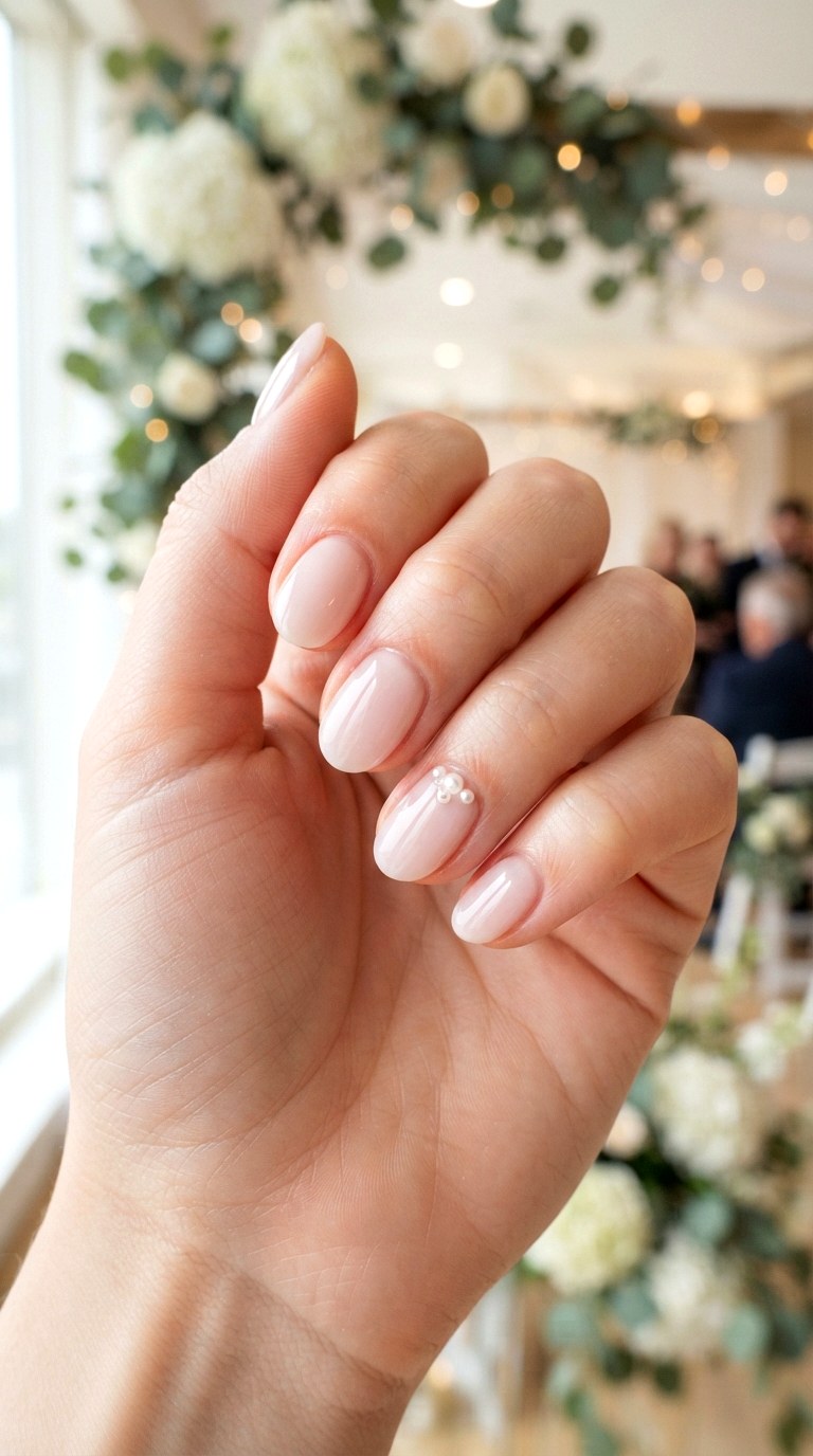 Pearl Accent Oval Nails - 24 oval short nail ideas