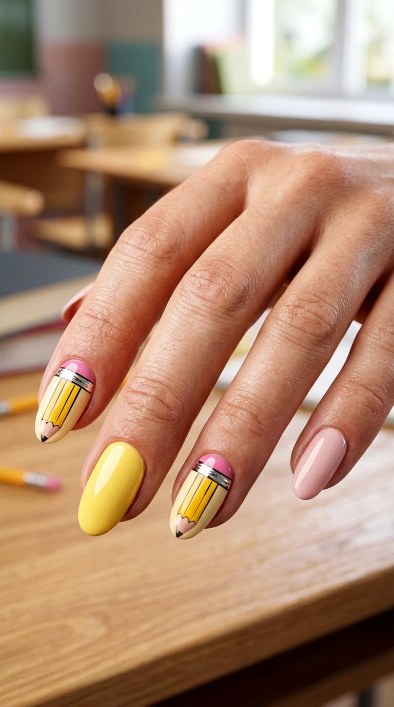 Pencil Inspired Nail Art - 23 back to school nail art inspiration ideas
