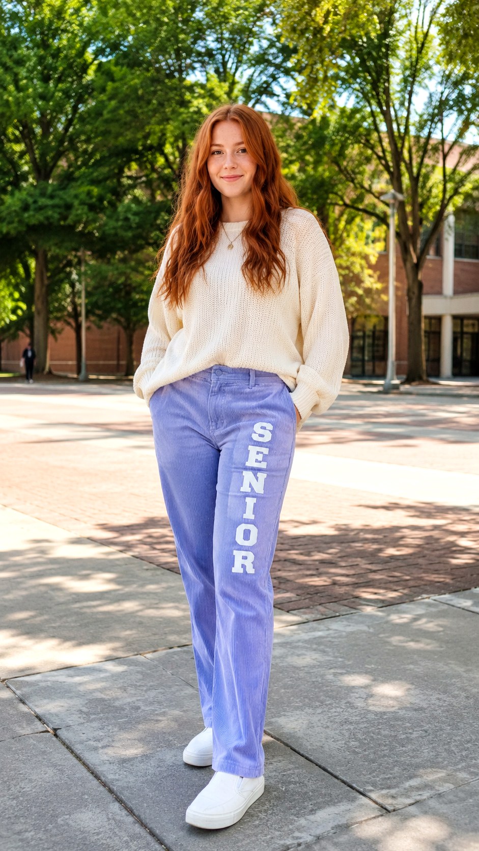 Periwinkle Corduroy Senior Pants - 23 pastel color scheme senior pants ideas