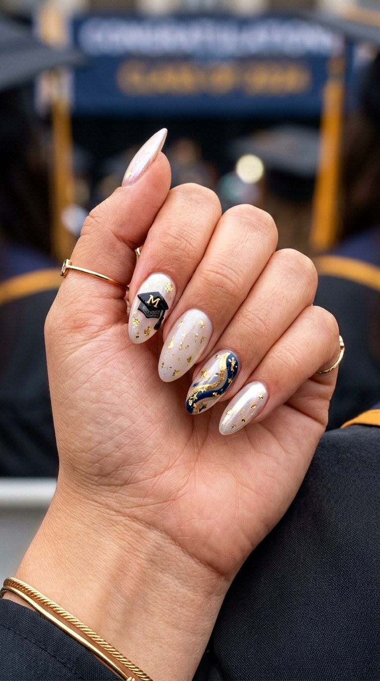 Personalized Luxury Graduation Nails - 25 graduation Nail art inspiration ideas