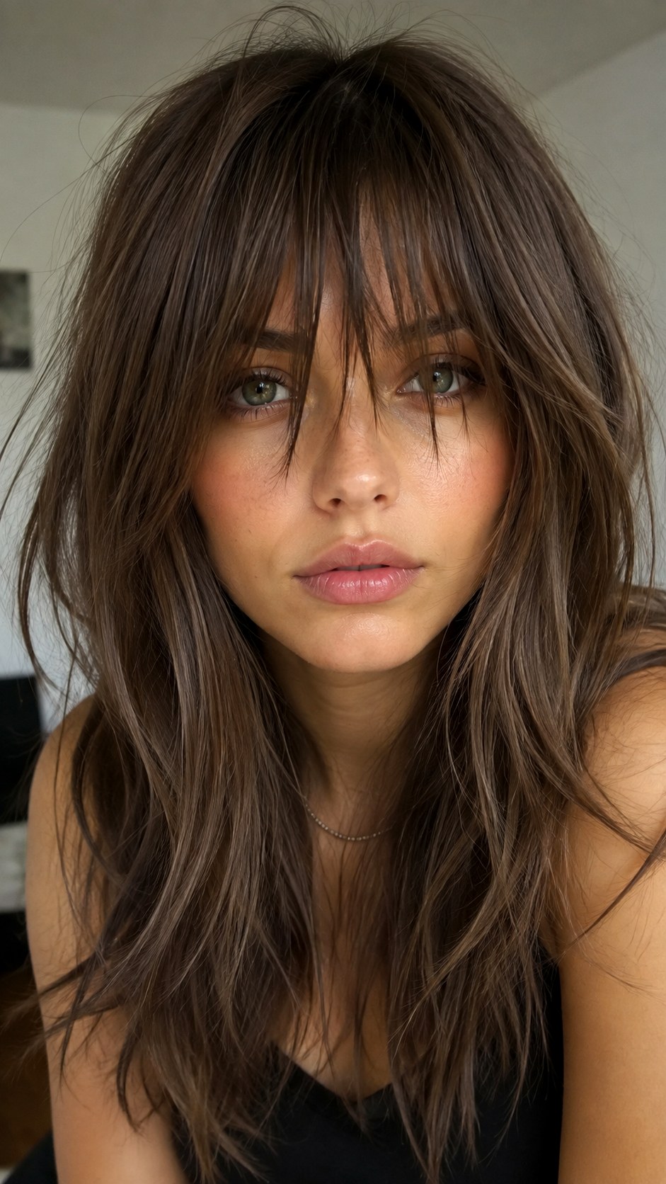 Piecey Bangs with Long Face Framing Layers - 20 Long Layered Hair with Bangs Ideas