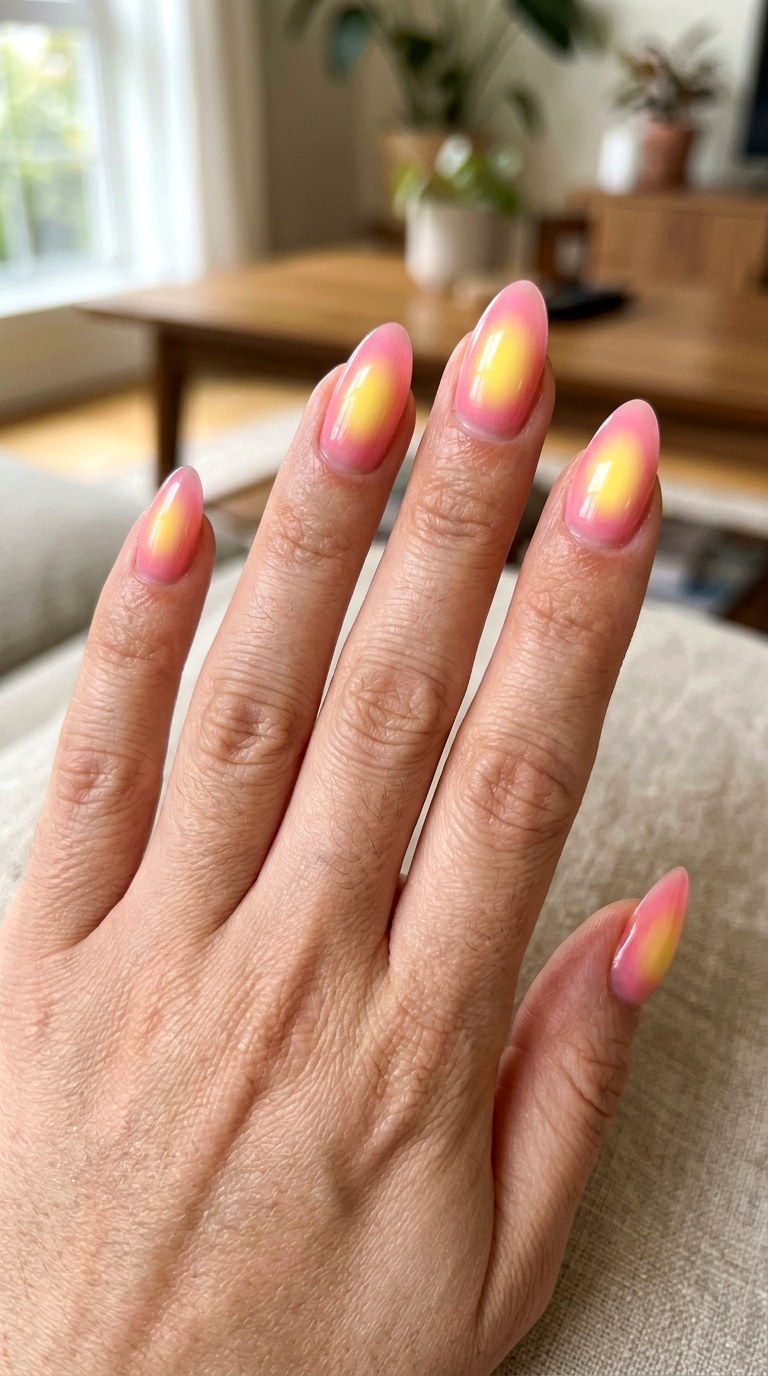 Pink And Yellow Aura Nails - 23 yellow pink Summer nail ideas