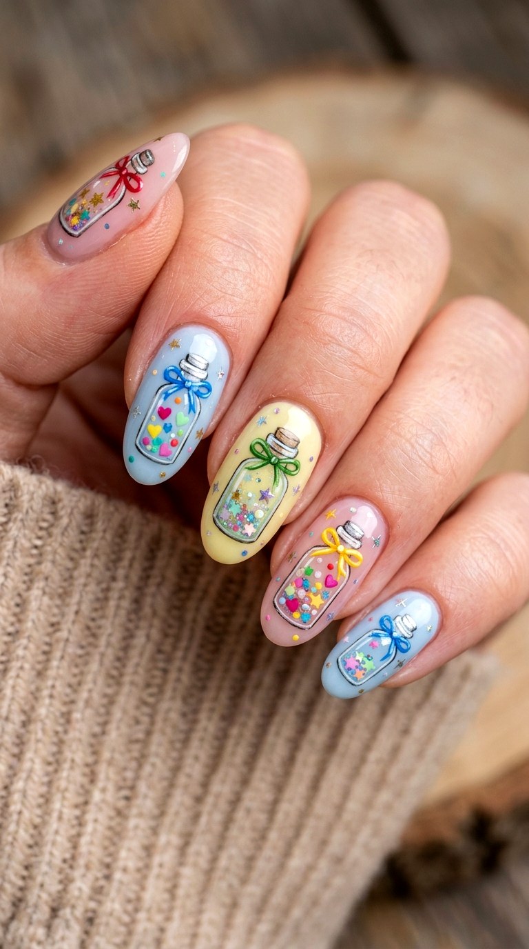 Pink Bow Star Nails - 23 handmade wish core nail ideas