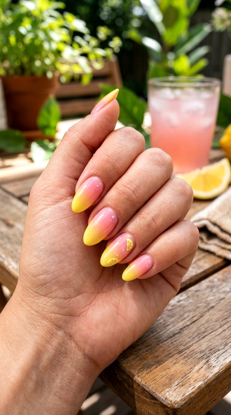 Pink Lemonade Ombre Nails - 25 cute summer nail ideas
