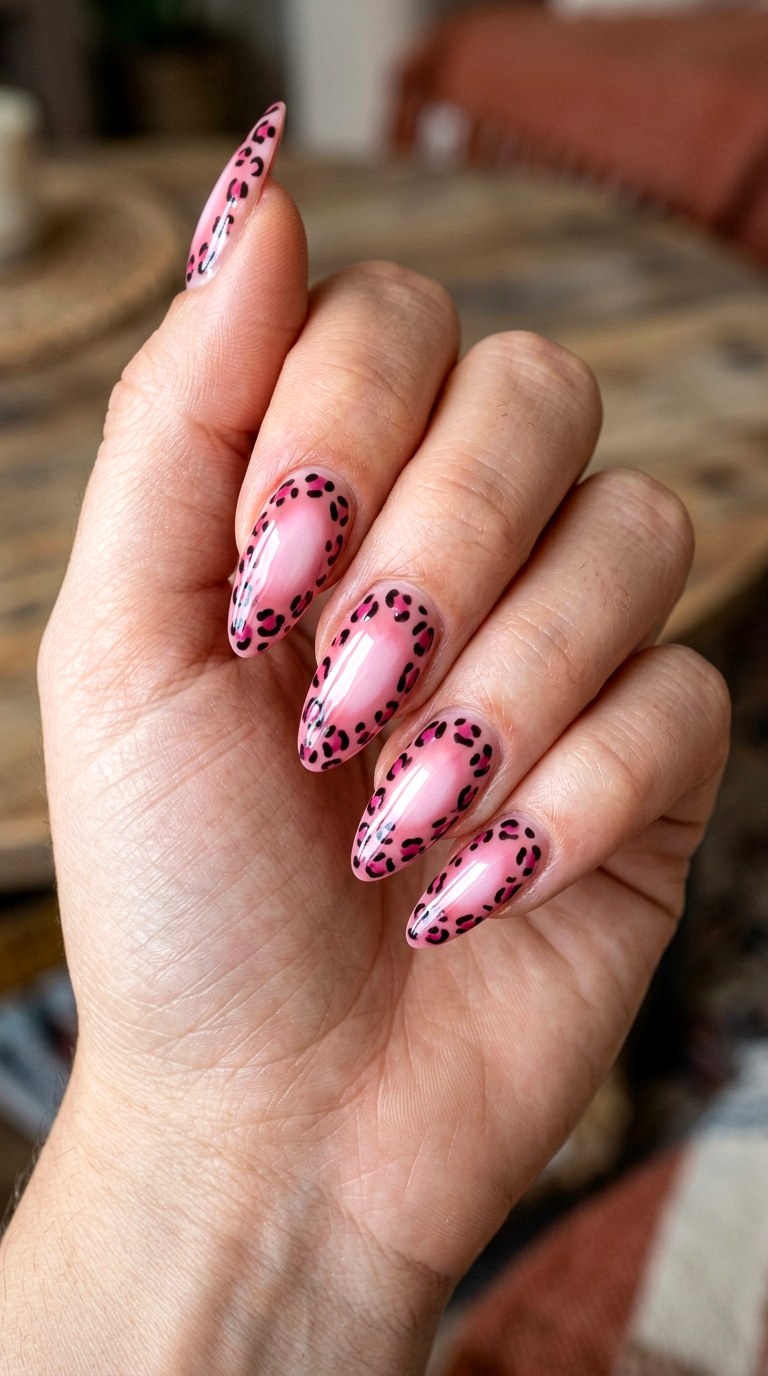 Pink Leopard Aura Nails - 20 Pink leopard nail design ideas