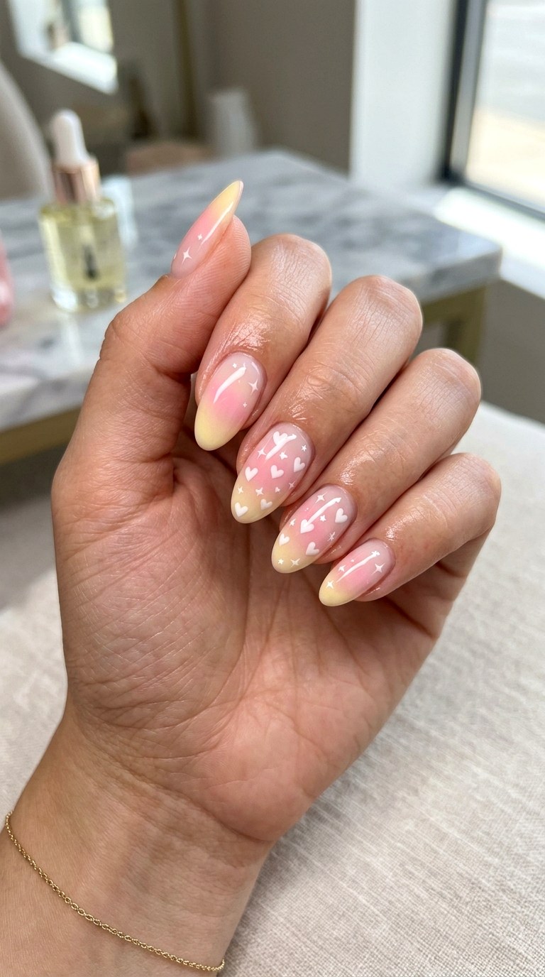 Pink Yellow Kawaii Aura Nails - 23 yellow pink kawaii nail design ideas