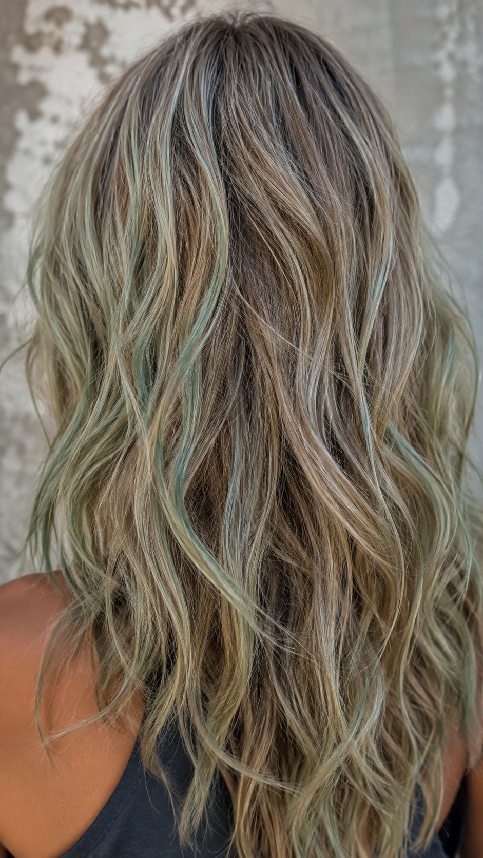 Pistachio Ashy Wavy Surface Highlights - 23 wavy hair highlights ideas